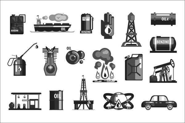 石油生产组的图标 — 图库矢量图片