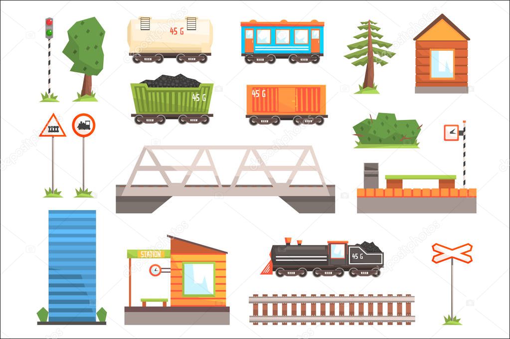 Cartoon illustration of train railroad vector