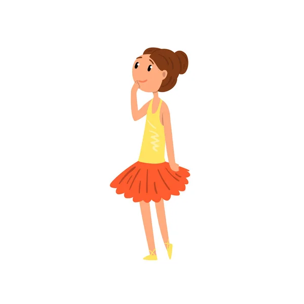 Bailarina chica personaje en tutú vestido de dibujos animados vector Ilustración sobre un fondo blanco — Vector de stock