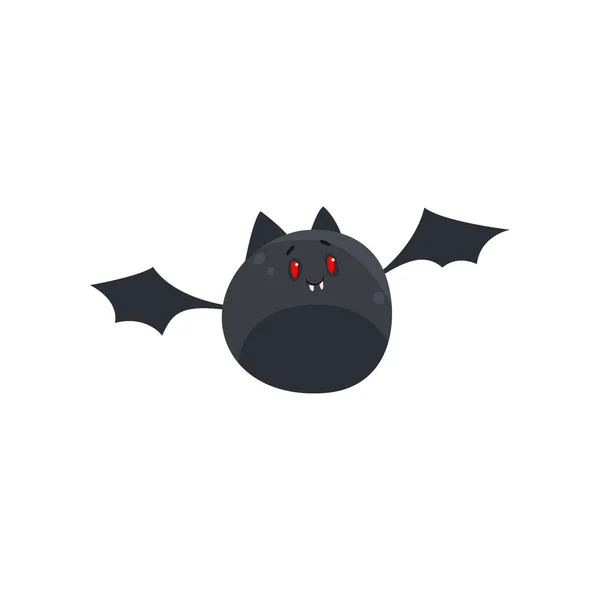 Cute cartoon halloween bat character flying vector Illustration on a white background — Stock Vector