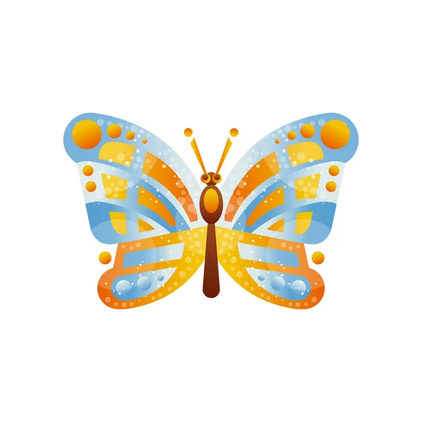 Beautiful blue and yellow butterfly insect vector Illustration on a white background — Stock Vector