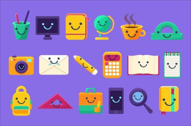 Office Desk Supplies Set Of Characters clipart
