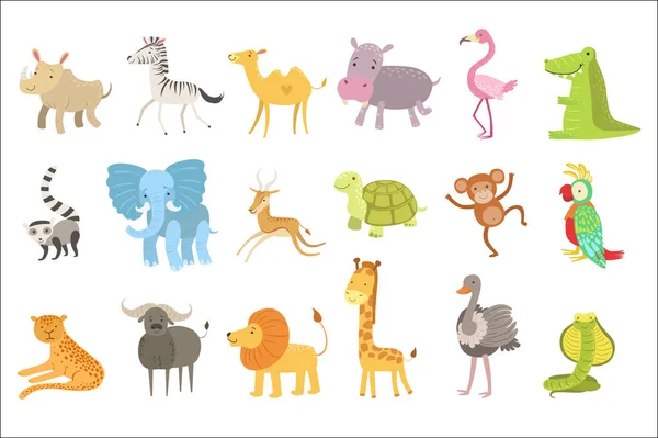 Conjunto de ilustración de animales africanos — Vector de stock