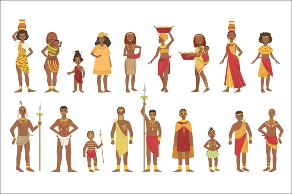 Collection nationale africaine de tenues tribales — Image vectorielle