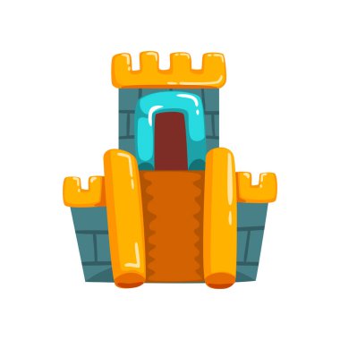 Şişme kale slayt ile yaz eğlence parkı yaşam dolu ekipman vektör çizimler üzerinde beyaz bir arka plan
