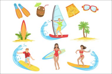 Sörf tatil Icon Set