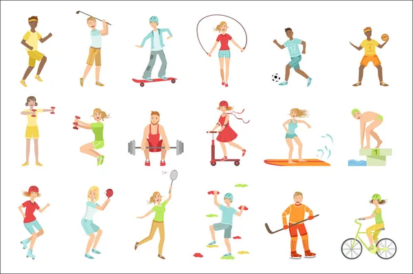 Les gens qui aiment les activités physiques Illustrations — Image vectorielle