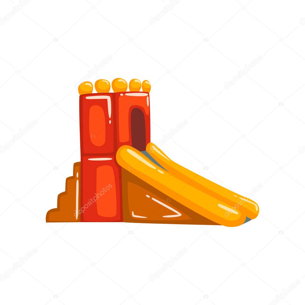 Inflatable slide, summer amusement park bouncy equipment vector Illustrations on a white background