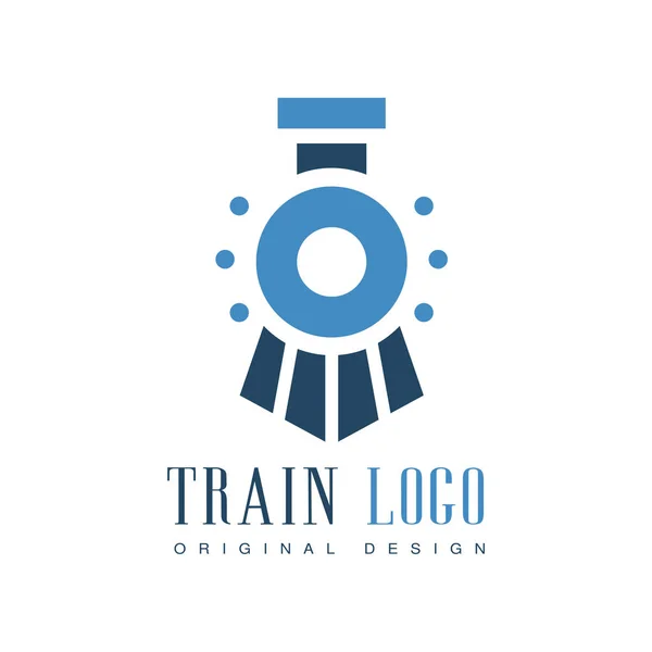 Trainen van de oorspronkelijke embleemontwerp, spoorweg vervoer badge vector illustratie — Stockvector