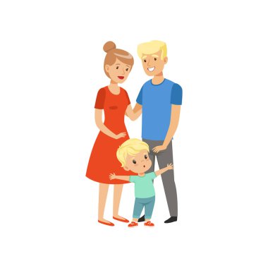 Cesur küçük çocuk ailesi savunmak üzerinde beyaz bir arka plan illüstrasyon vektör