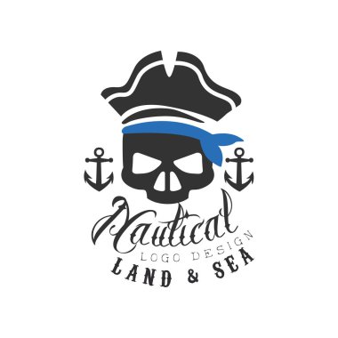 Deniz logo tasarım, kara ve deniz retro amblemi Denizcilik Okulu, spor kulübü, iş kimlik için deniz unsurları ile baskı ürünleri üzerinde beyaz bir arka plan illüstrasyon vektör
