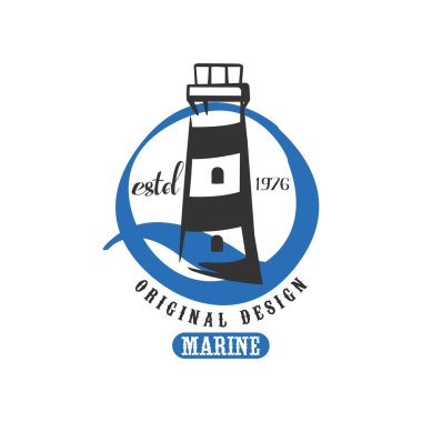 Deniz logo özgün tasarım estd 1976, Denizcilik Okulu, spor kulübü, iş kimliği, retro rozet baskı ürünleri vektör çizim üzerinde beyaz bir arka plan