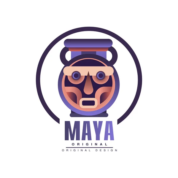 Logo Maya design original, vecteur d'emblème tribal Illustration sur fond blanc — Image vectorielle