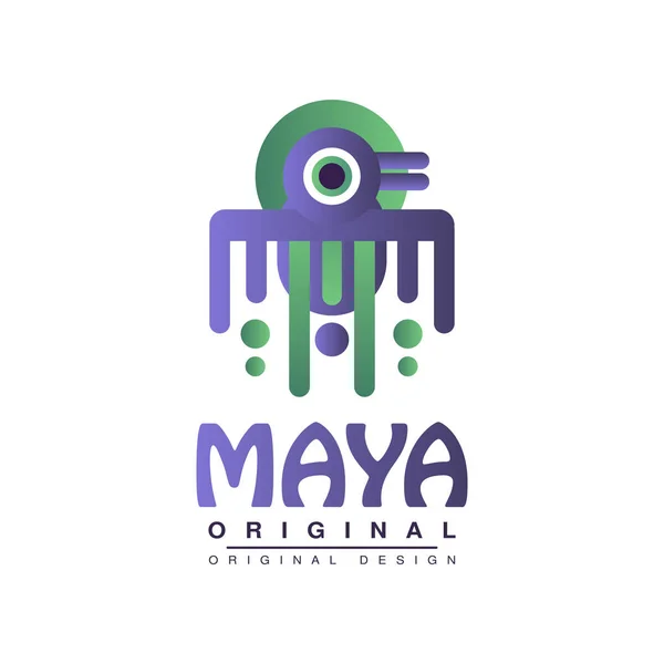 Maya original design, American indian tribal emblem vector Illustration on a white background — Stock Vector