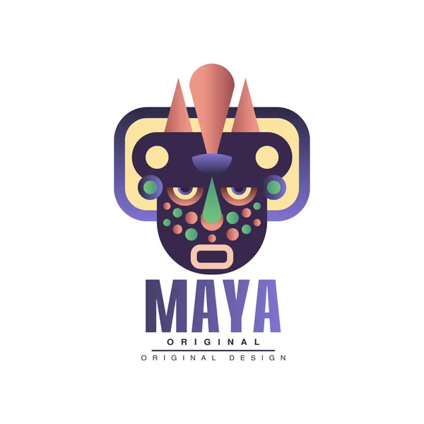 Design original maya, emblème avec signe tribal amérindien vecteur de masque ethnique Illustration sur fond blanc — Image vectorielle