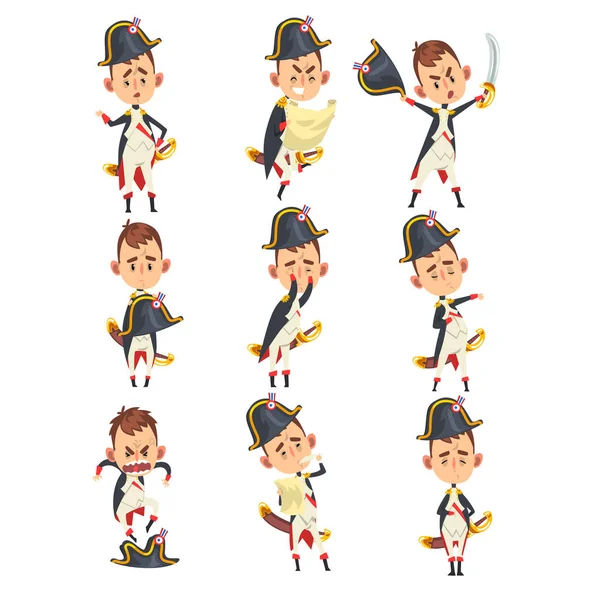 Napoleone Bonaparte Personaggio Dei Cartoni Animati Figura Storica Francese Diverse — Vettoriale Stock