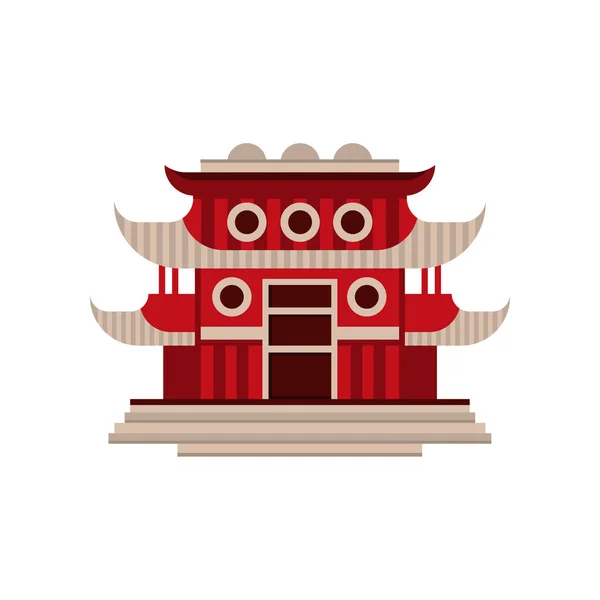 Budova, tradiční asijské architektonický objekt vektorové ilustrace na bílém pozadí červenou pagoda — Stockový vektor