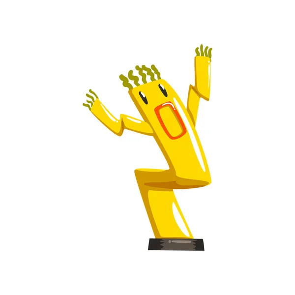 Tančící žlutá nafukovací trubice muž s mává rukou vektorové ilustrace na bílém pozadí — Stockový vektor