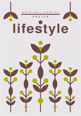 Yaşam tarzı afiş özgün tasarımı, kart, afiş, el ilanı, davetiye, broşür vektör çizim için ekolojik şablon