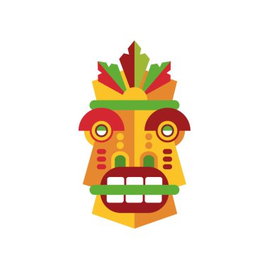 Renkli Aborjin yüz maskesi vektör çizim beyaz bir arka plan