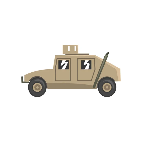Vehículo militar, máquina del ejército, pesado, vector de transporte especial Ilustración sobre fondo blanco — Archivo Imágenes Vectoriales