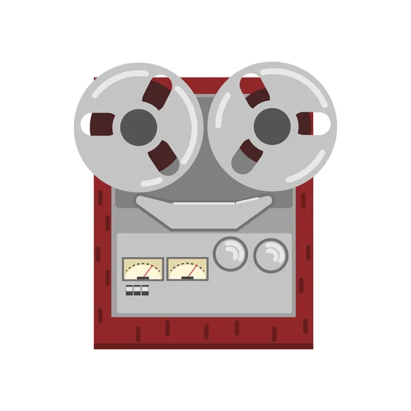 Retro reel recorder cassettespeler vector illustratie op een witte achtergrond — Stockvector