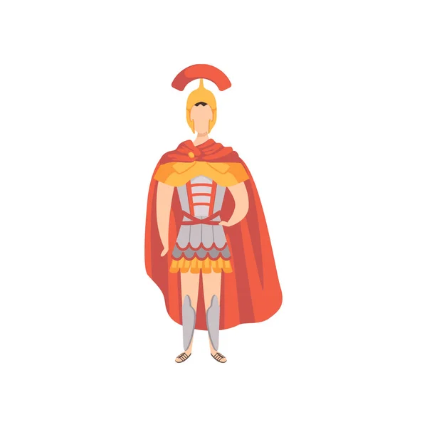 Romeinse krijger, soldaat in traditionele kleding van oude Rome vector illustratie op een witte achtergrond — Stockvector