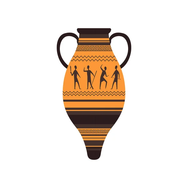 Antika amphora med traditionella romerska prydnad vektor Illustration på vit bakgrund — Stock vektor