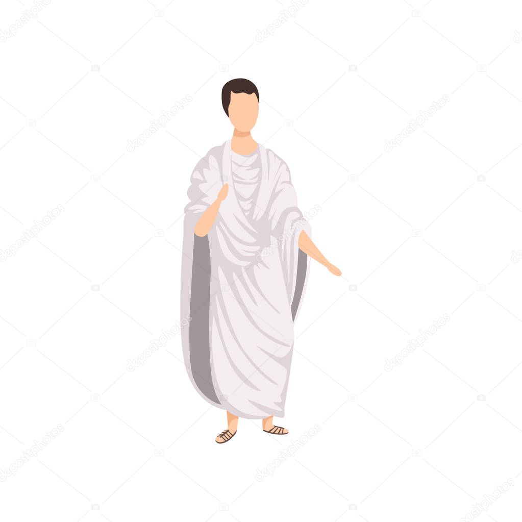 Roman citizen, man in traditional clothes of Ancient Rome vector Illustration on a white background