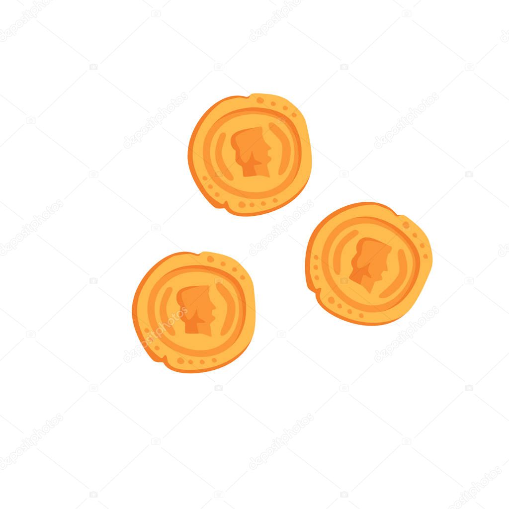 Ancient Roman gold coins vector Illustration isolated on a white background.