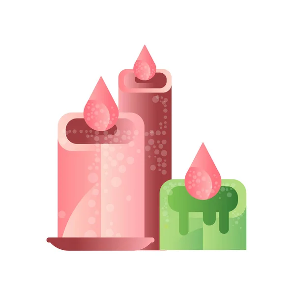 Brandende kaarsen, spa ontwerp element vector illustratie op een witte achtergrond — Stockvector