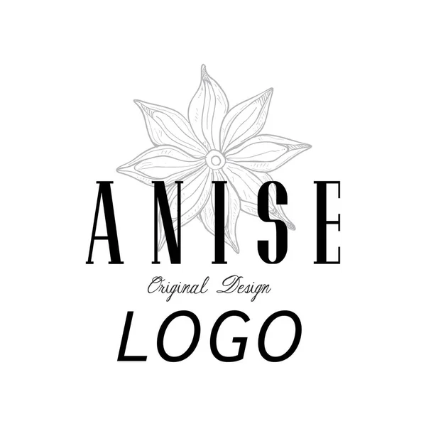 Anis Logo ursprüngliches Design, kulinarische Gewürz Emblem Vektorabbildung auf weißem Hintergrund — Stockvektor
