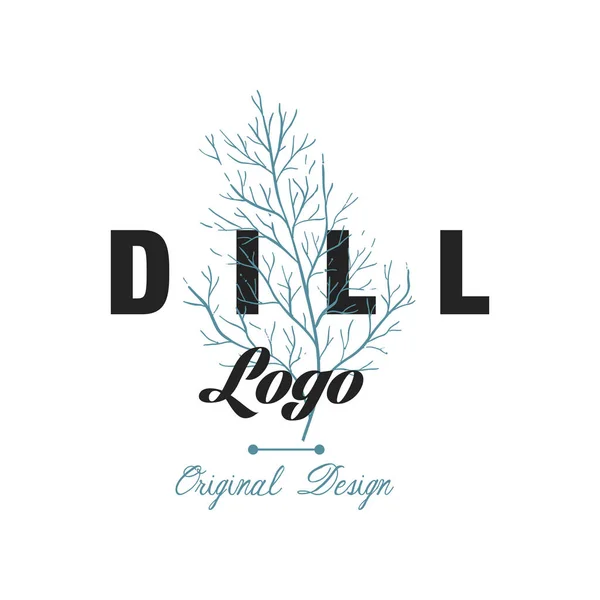 Dill original Logotypdesign, kulinariska kryddig ört emblem vektor Illustration på vit bakgrund — Stock vektor