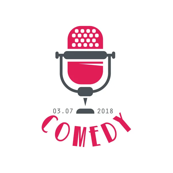 Comedy-Logo, Gestaltungselement für Comedy-Show-Poster mit Datumsvektorabbildung auf weißem Hintergrund — Stockvektor