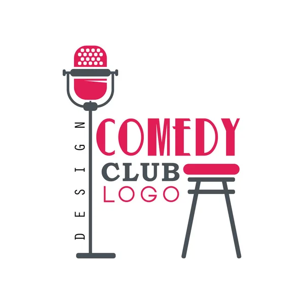 Comedy club logo design with retro microphone vector Illustration on a white background — Stock Vector