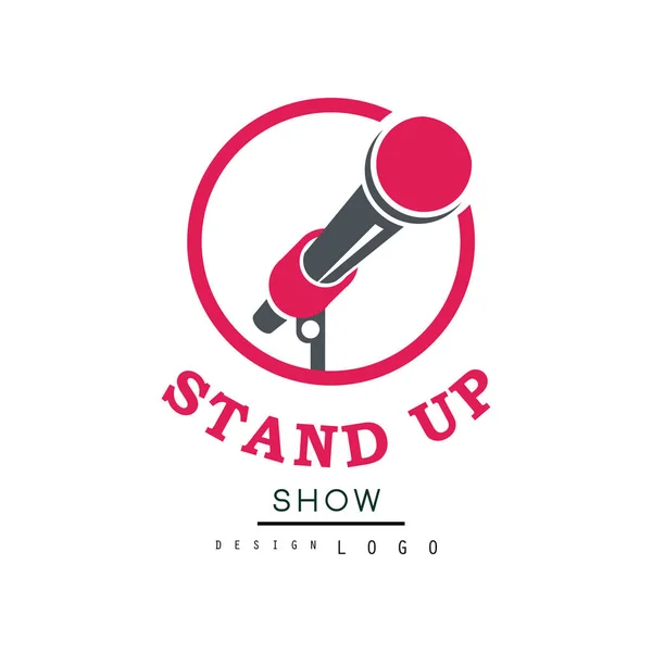 Stand Up Show Logo Design, Comedy Club Emblem Vektor Illustration auf weißem Hintergrund — Stockvektor