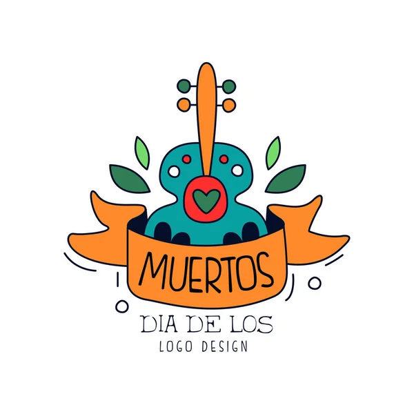 Diseño del logotipo de Dia De Los Muertos, Día mexicano de los muertos, banner de decoración de fiestas navideñas, tarjeta de felicitación, vector dibujado a mano Ilustración — Vector de stock