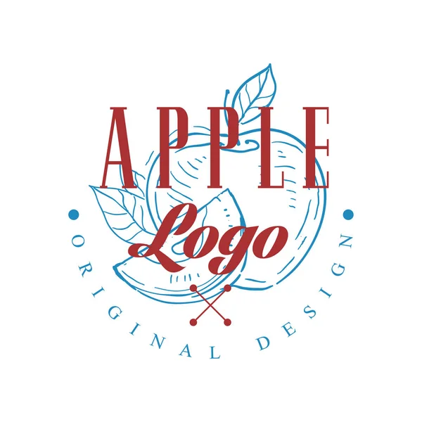 Diseño original del logotipo de Apple, emblema retro para tienda, cafetería, restaurante, negocio de cocina, vector de identidad de marca Ilustración sobre un fondo blanco — Archivo Imágenes Vectoriales