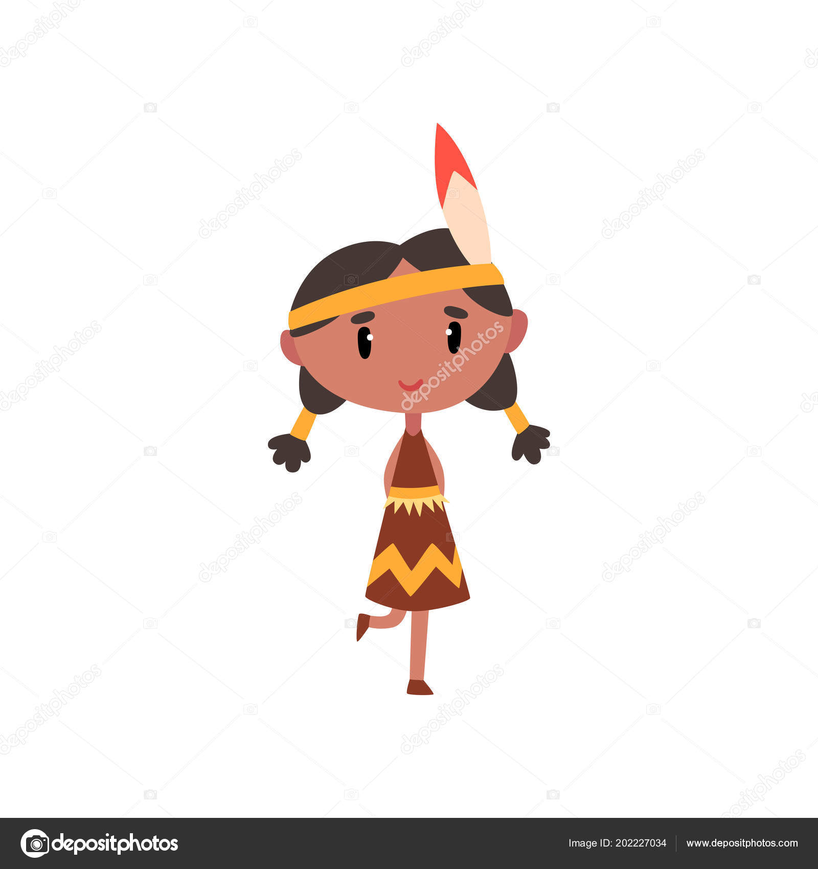 Indian Cartoon Girl American Indian Girl In National