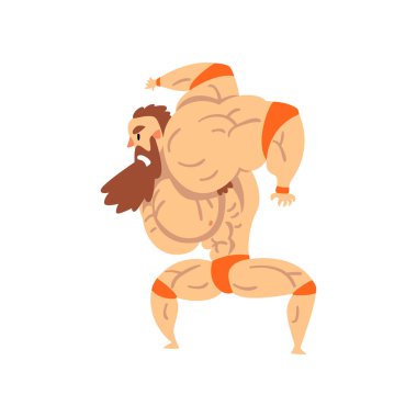 Güçlü güreşçi karakter dövüş, profesyonel fighter eğlence spor gösterisi vektörünün resimde beyaz bir arka plan