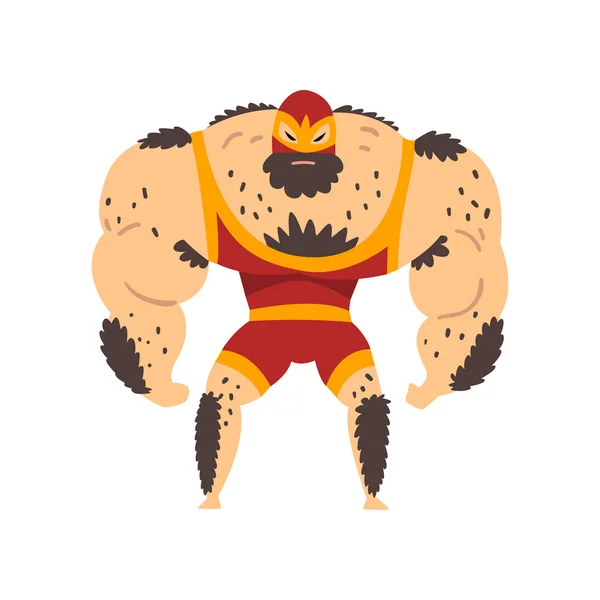 Potente personaje de luchador, luchador profesional de deportes espectáculo vector Ilustración sobre un fondo blanco — Archivo Imágenes Vectoriales