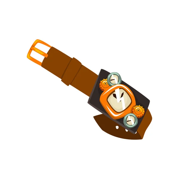Náramkové hodinky steampunk, starožitné mechanické zařízení nebo mechanismus vektorové ilustrace na bílém pozadí — Stockový vektor