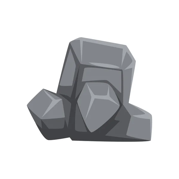 Piedra con luces y sombras. Pedazo de roca de montaña. Gris roca masiva. Objeto vectorial para mapa o paisaje de fondo del videojuego — Archivo Imágenes Vectoriales