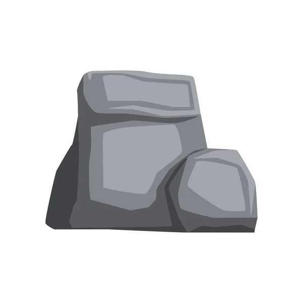 Piedra gris sólida. Pieza de roca montañosa con luces y sombras. Tema de geología. Elemento vectorial natural para crear el paisaje de fondo del videojuego — Vector de stock