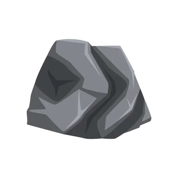 Pedra de montanha cinza com luzes e sombras. Material mineral sólido. Objeto vetorial natural para criação de paisagem de fundo de videogame — Vetor de Stock
