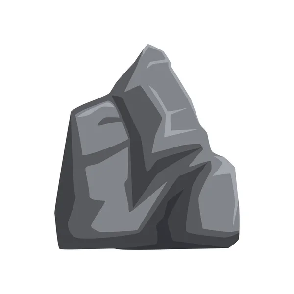 Großer grauer Stein mit Licht und Schatten. Massiver Bergfelsen. Vektor-Element für Karte oder Landschaftshintergrund des mobilen Videospiels — Stockvektor