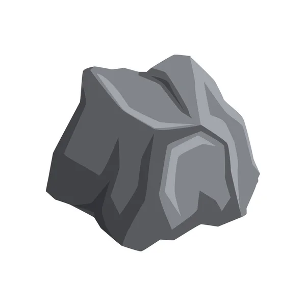 Pietra grigia con luci e ombre. Icona vettoriale del cartone animato di roccia di montagna. Oggetto naturale per la creazione di sfondo paesaggio di videogiochi — Vettoriale Stock