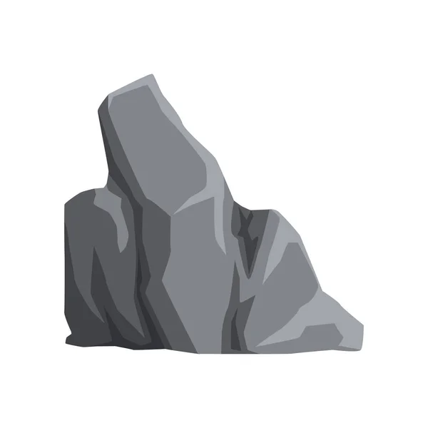 Piedra de montaña grande. Roca gris con luces y sombras. Material mineral sólido. Elemento de vector de dibujos animados para el paisaje de fondo de videojuegos — Archivo Imágenes Vectoriales