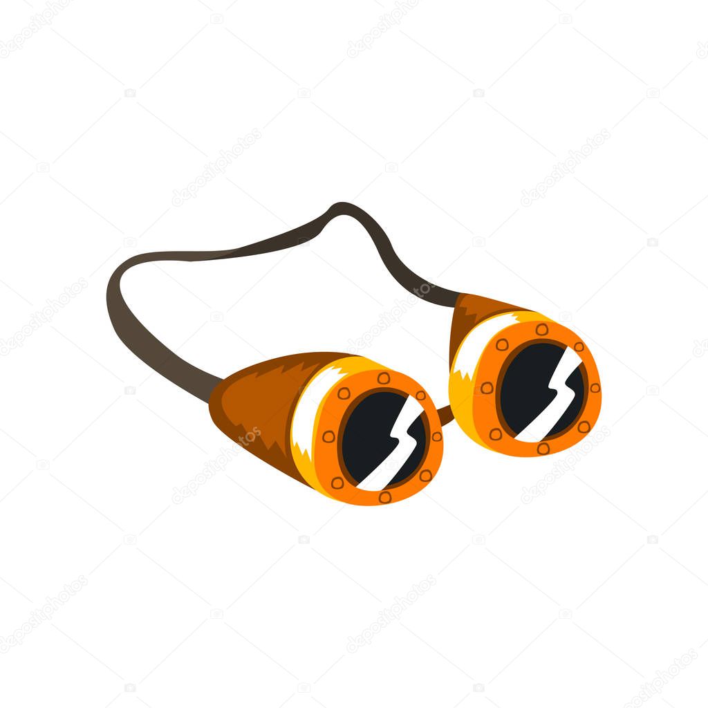 Steampunk goggles, antique mechanical device or mechanism vector Illustration on a white background