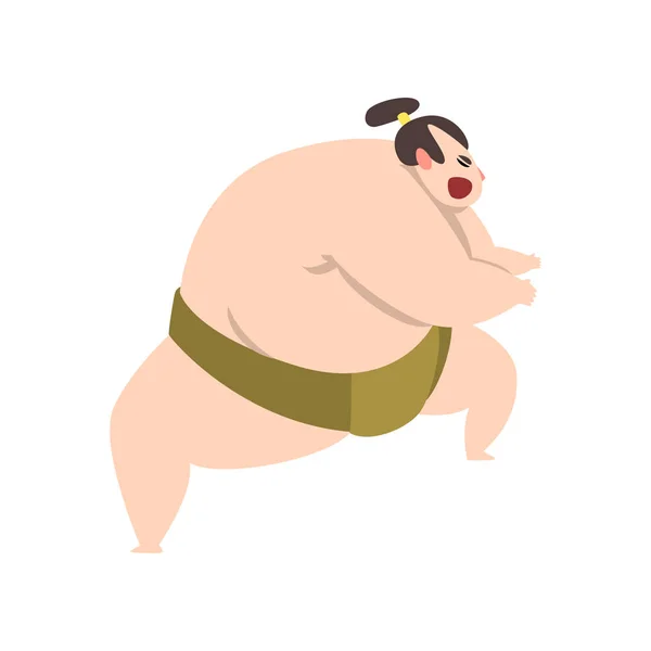 Сердитися характер борець сумо, японські бойові мистецтва винищувач Векторні ілюстрації на білому фоні — стоковий вектор